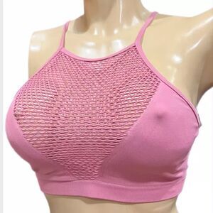Victoria’s Secret Seamless Comfort High Neck fishnet sport bra Pink Medium